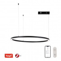 FINO NEW Závěsné svítidlo, kov, černá/zlatá, dif plast opál, LED 60W, 4200lm, smart TUYA, Matter, Zigbee 3.0, dálk ovl. (souč.) nebo tel.  CCT nast teplota teplá 2700K - denní 6500K, stmív, 230V, IP20, d=800mm, záv lanko l=1500mm, lze zkr.