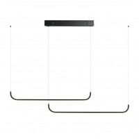 PATTINI Závěsné svítidlo, kov, černá, dif plast opál, LED 56W, 3640lm, smart TUYA, Zigbee 3.0 nebo WiFi, dálk ovl. (souč.) nebo tel.  CCT nast teplota teplá 2700K - denní 6500K, stmív., 230V, IP20, 1600x55m, závěs lanko l=1500mm, lze zkr.