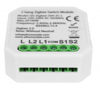 LITE 2x100W, TUYA ZigBee 3.0 Spínací jednotka, 2 kontakty, pro instalaci bez potřeby nulového vodiče, ovládání telefonem smart systém Tuya, Zigbee 3.0, 2x100W, 230V, IP20, 46x46x18mm do KU68