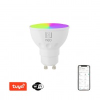 SMART BULB Světelný zdroj, žárovka, sklo a kov, LED 6W, 350lm, GU10, smart tel.TUYA WiFi, stmív., nast CCT, 2700K až 6500K, RGB, Ra80, 230V, životnost 25 000h, rozměry d=50mm, l=55mm