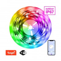 LITE LED pásek, těleso plast, smart TUYA, WiFi, BTH, 72LED/m, 3,4W/m, 406lm/m, mob. Tel. CCT nast. teplota teplá 3000K-denní 6000K, RGB, stmív, dělení po 125mm, 230V, IP65, rozměry w=15mm, l=5000mm, cena za 5m