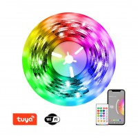 LITE LED pásek, těleso plast, smart TUYA, WiFi, 72LED/m, 24W/m, 406lm/m, mob. Tel. Nebo dálk. Ovl (součástí) CCT nast. Teplota teplá 2700K-denní 6500K, RGB, stmív, dělení po 125mm, 230V, IP67, rozměry w=12mm, l=5000mm, cena za 5m