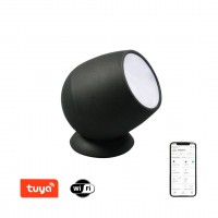 LITE Stolní lampa, reflektor, těleso kov, povrch černá, dif plast opál, LED 3W, 230lm, smart TUYA, WiFi, dálk ovl. (součástí) nebo mob. telefonem CCT nast teplota teplá 2700K - denní 6500K, stmív, RGB, 5V, IP20, 95x116mm.