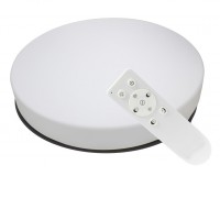 SKY Stropní svítidlo, kov bílá, difuzor plast opál, LED 100W, 6750lm, dálkovým ovladačem (součástí)  stmívatelné, nast teplota CCT teplá 2700K - denní 6000K, Ra80, 230V, IP20, rozměry d=600mm, h=130mm