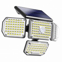 CLOVER Nástěnné venkovní svítidlo reflektor, nastavitelný směr svícení, PIR senzor, záběr 110°, dosah 3-7m, čas 15s-25s, povrch černá, LED 5W, 430lm, denní 6500K, IP65, rozměry 299x144,5x194mm, napájení solární panel.
