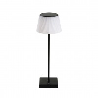 BONITO Venkovní stolní lampa, těleso kov, povrch černá, difuzor plast opál, LED 4W, 200lm, dotyk. nastav. teplota CCT teplá 3000K-denní 5000K, stmív. STEP, 230V, IP44, d=130mm, h=380mm, napájení solární panel, USB-C.