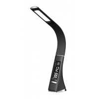 LEATHER W, USB 5V Stolní lampa, těleso plast, imitace kůže bílá/černá, LED 7W, 200lm, denní 5000K-6000K, dotyk.vypínač,, stmív. STEP, display čas, kalenář, teploměr, lze vypnout, napájení USB 5V, IP20, 90x65x400mm,