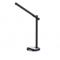 BEAM Stolní lampa, těleso kov, povrch černá, LED 6W, 400lm, dotyk. CCT nastav teplota 2500K- neutrální 5000K, stmív. ve 3 krocích, 12V, IP20, 183x140x430mm, bezdrátové nabíjení telefonu USB Qi