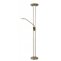 CHAMPION Stojací lampa, těleso kov, povrch bronz/chrom/černá, LED 20W/1600lm, + 1x4W/230lm, teplá 3000K, 230V, stmívatelné, IP20, tř.1, rozměry d=300mm, h=1800mm.