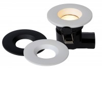 BINKY Stropní podhledové bodové svítidlo, těleso kov, vyměnitelný povrch černá a bílá, LED 6,5W, 500lm, teplá 3000K, 230V, stmívatelené, do koupelny IP65, tř.1. rozměry d=88mm.