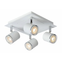 RILOU-LED Stropní svítidlo čtvercové, nastevitelný směr svícení, těleso kov, povrch lak bílá mat se stříbrnými detaily, LED 4x4,5W, GU10, teplá 3000K, 320lm, 230V, IP20, tř.1. rozměry 260x260x120mm, vč.sv.zdr.