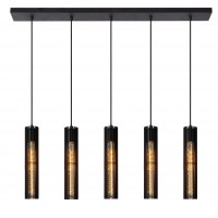 LIONEL Závěsné svítidlo, těleso kov, povrch černá, pro žárovku 5x40W, E27, 230V, IP20, rozměry hlavice d=65mm, h=340mm, šířka l=1000mm, vč závěs kabelu h=1800mm, lze zkrátit.