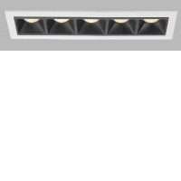 LINEAR VESTAVNÉ ZÁPUSTNÉ SVÍTIDLO 10W BÍLÁ/ČERNÁ Podhledové zápustné bodové svítidlo, těleso hliník, povrch bílá/černá, difuzor plast, LED 5x2W, 1050lm, teplá 3000K, stmív. dle typu, 230V, IP20, rozměry 147mm x 45mm