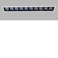 TECO Podhledové bodové svítidlo, těleso hliník, povrch bílá a černá, difuzor plast, LED 10x3W, 3000lm, neutrální 4000K, stmívání dle typu, 230V, IP20, rozměry 395x55mm.