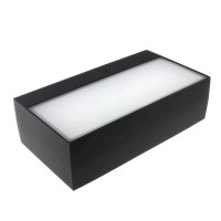 KVADER Nástěnné, venkovní svítidlo, těleso hliník, povrch černá antracit, difuzor PMMA opál, LED 9W, 720lm, teplá 3000K, dle typu stmívání TRIAC, 230V, IP54, tř.2, rozměry 111x60x205mm, svítí nahoru/dolů