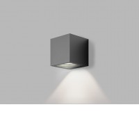 TOMY Nástěnné venkovní svítidlo, základna hliník, povrch černá antracit, krycí sklo čiré, LED 4,5W, 450lm, teplá 3000K, Ra80, 230V, IP65, rozměry 100x100x100mm, svítí dolů