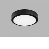 KERY Stropní venkovní svítidlo, plast černá, dif plast opál, LED 18W, 1950lm, přepín. teplota CCT teplá 3000K/neutr. 4000K/denní 5700K, stmív. dle typu DALI-PUSH/Zigbee, 230V, IP65, Ra80, rozměry d=275mm, h=60mm.