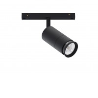 MAGO Bodové svítidlo do magnetického systému, nastav. směr svícení, těleso kov, povrch černá/bílá, LED 10W, 800lm, teplá 3000K/neutrální 4000K, stmív. DALI, nast. vyzař. úhel 15°-60°, 48V, IP20, rozměry d=55mm, h=120mm.