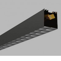 LINO LASER Stropní, nebo závěsné svítidlo z hliníkového profilu, povrch černá, LED 32W, 3600lm, teplá 3000K, neutrální 4000K, buňkové UGR<16, Ra80, stmívání dle typuI, 230V, IP20, rozměry 1200x85x65mm.