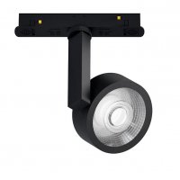 MAXO Bodové svítidlo do magnetického systému, reflektor, nast. směr svícení, těleso kov, povrch černá/bílá, LED 8W, 480lm, teplá 3000K/neutrální 4000K, stmív. DALI dle typu, 48V, IP20, rozměry d=72mm, h=118mm.