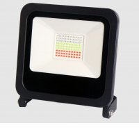 ATLUT 50W TUYA RGB Venkovní reflektor, těleso hliník, povrch černá, krycí sklo čiré, LED 50W, smart telefon Tuya, Bluetooth, RGBW, 230V, IP65, rozměry 173x235x44mm.