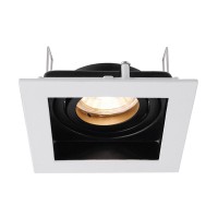 ALGO I Podhledové stropní svítidlo, výklopné +-35°, materiál hliník, povrch vnější bílá, vnitřní černá, pro žárovku 1x35W, GU5,3, 12V, IP20, tř.3, rozměry 100x100x40mm