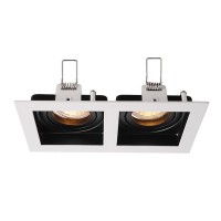 ALGO II Podhledové stropní svítidlo, výklopné +-35°, materiál hliník, povrch vnější bílá, vnitřní černá, pro žárovku 2x35W, GU5,3, 12V, IP20, tř.3, rozměry 185x100x40mm