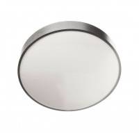 MENKAR Stropní svítidlo, přímé i nepřímé svícení, těleso hliník, povrch stříbrná, difuzor plast opál, LED 41W, 3460lm, teplá 3000K, stmívatelné TRIAC, 230V, IP20, rozměry d=400mm, h=90mm.