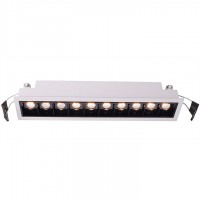 CETI 10 Stropní, vestavné, bodové, svítidlo, těleso hliník, rámeček bílá, komínek černá, LED 20W celkem, teplá 2900K, 1545lm, vyzař. úh. 45° Ra80, 700mA, tř.3, rozměry 257x44x52mm, stř. životnost 30.000 hod