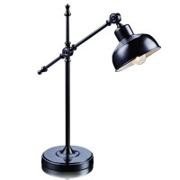GRIMSTAD Stolní lampa, těleso kov, povrch imitace černé, zašlé stříbro, zašlá antik, pro žárovku 1x60W, E27, 230V, IP20, h=560mm