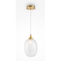 SABRIN HL 1x60W, E14 Závěsné svítidlo, těleso hliník, povrch mosaz, stínítko sklo opál, pro žárovku 1x60W, E14, 230V, IP20, tř. 1, rozměry d=190mm, h=305mm, vč závěs kabelu l=1500mm, lze zkrátit.