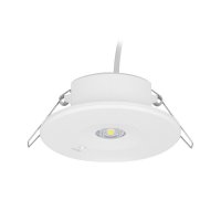 LUBEA 2W EM CORRIDOR/OPEN AREA Vestavné podhledové nouzové svítidlo, plast černá, charakteristika OPEN AREA nebo CORRIDOR, SE - pouze nouzové svícení, LED 2W, 160lm, denní 6000K, záloha 3h, 230V, zvýšené krytí IP54, tř.2, d=98mm, h=43mm.