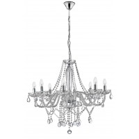 MOZART 8X40W E14 230V IP20 Křišťálový lustr, těleso kov, povrch chrom lesk, sklo křišťál, pro žárovku 8x40W, E14, 230V, IP20, rozměry d=780mm h=650mm, vč.závěsného kabelu l=1200mm, lze zkrátit
