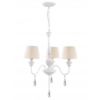 ELEGANT 3X40W E14 230V IP20 Lustr, základna kov, povrch bílá mat zdobené krystaly, stínítko textil krémová, pro žárovku 3X40W, E14, 230V, IP20, rozměry d=600mm h=460mm, vč.závěsného kabelu l=1000mm, lze zkrátit