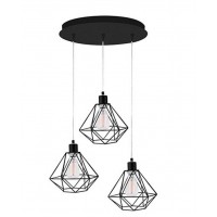 PIETRA Závěsné svítidlo, základna kov, stínítko kov drátěné, povrch černá, pro žárovku 3X40W, E27, 230V, IP20, rozměry d=300mm, vč.závěsného kabelu l=1350mm, lze zkrátit