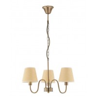 ELIZABETH Závěsné svítidlo, základna kov, povrch antická bronzová, stínítko textil béžová, pro žárovku 3X40W, E14, 230V, IP20, rozměry d=520mm h=340mm, vč.závěsného kabelu l=1200mm, lze zkrátit