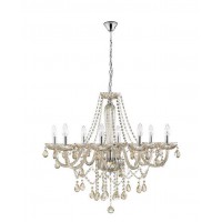 ZENO Lustr, základna kov, povrch chrom lesk, sklo s krystaly, pro žárovku 8X40W, E14, 230V, IP20, rozměry d=780mm h=680mm, vč.závěsného řetězu l=1200mm, lze zkrátit