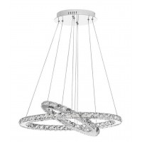 CELINE Závěsné svítidlo, nastavitelný směr svícení, základna hliník, povrch chrom lesk, difuzor sklo krystaly, LED 1X40W, teplá 3000K, 2400lm, 230V, IP20, rozměry l=640mm w=440mm, vč.závěsného kabelu h=1200mm, lze zkrátit