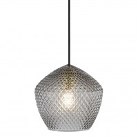 ORBIFORM Záv svítidlo, základna kov, povrch mosaz, kouřové broušené křišťálové sklo s diamantovým vzorem, pro žárovku max.40W, E27, d=230mm, h=215mm, vč  záv kabelu s textilním úpletem h=2000mm, lze zkrátit