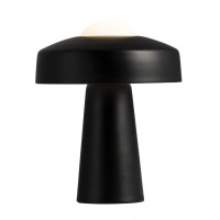TIME Stolní lampa, základna kov, povrch mat černá nebo šedá, difuzor opálové sklo bílé, pro žárovku max.40W, E27, zap/vyp dotykem, 230V, IP20, d=267mm, vč kabelu s text úpletem - černá/bílá, l=1500mm, svítí nahoru/dolů