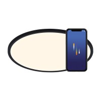 OJA 42 SMART LIGHT Stropní svítidlo, těleso plast, povrch bílá nebo černá, difuzor plast opál, LED 15W, 20W, 30W, dálk ovl, nebo smart telefon WiFi, stmívání, nast teplota CCT teplá 3000K - denní 6400K, Ra80, 230V IP20, rozměry dle typu