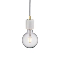 SIV PENDANT Závěsné svítidlo, základna leštěný mramor bílá, zelená, černá s kovovými detaily, pro žárovku 1X60W, E27, 230V, IP20, tř.3, rozměry 60X100mm, vč. závěsného kabelu l=2700mm, lze zkrátit