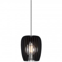 TRIBECA 24 Závěsné svítidlo, těleso dřevo, povrch černá, pro žárovku E27, max. 60W, 230V IP20, tř.2, stínítko d=240mm, včetně závěsného kabelu s textilním úpletem - černá, l=3000mm