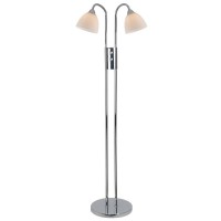 RAY Dim Floor Stojací lampa, nastavitelný směr svícení, flex rameno, husí krk, základna kov černá, chrom, difuzor sklo opál nebo stínítko kov černá, pro žárovku 2X40W, E14, stmívatelné, 230V, IP20, tř.2, rozměry 120X1640X250mm, vč.sv.zdr.