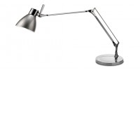 MIDA STOLNÍ LAMPA Stolní lampa, materiál hliník, povrch chrom, pro žárovku 1x40W, E27, 230V, IP20, tř.2, dvě ramena 410 + 410mm, hlavice d=130mm, vypínač na kabelu