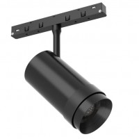 OBELIX 12W ZOOM Bodové svítidlo do mag. systému, nast. směr svícení, kov, černá, LED 12W, 870lm/935lm, teplá 3000K/neutrální 4000K, stmív. DALI dle typu, Ra90, ZOOM nast. vyz. úhel 15°-36°/15°-45°, 48V, IP20, rozměry d=52/65mm.