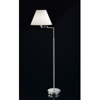 DOME HOTEL Stojací lampa, dvě ramena, otočná, těleso kov, povrch chorm lesk/zlatá lesk, stínítko textil bílá, pro žárovku 1x60W, E27, 230V, IP20, rozměry d=450mm, h=1300-1700mm, vč vypínače na tělese.