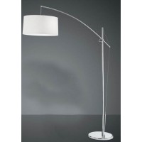 LINE HOTEL Stojací lampa, těleso kov, povrch chorm lesk, stínítiko textil bílá, pro žárovku 1x60W, E27, 230V, IP20, rozměry d=450mm, h=2000mm, vč vypínače na tělese.