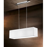 PARA HOTEL Závěsné svítidlo, základna kov, povrch chrom lesk, stínítko textil bílá, pro žárovku 3x60W, E27, 230V, IP20, 700x180x200mm, vč závěs  kabelu h=1000mm, lze zkrátit.