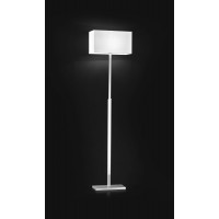 PARA HOTEL Stojací lampa, těleso kov, povrch chorm lesk, stínítiko textil bílá, pro žárovku 1x60W, E27, 230V, IP20, rozměry 400x220x180mm, h=1600mm, vč vypínače na tělese.